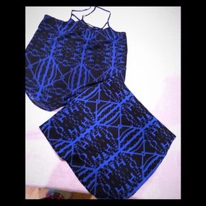 Black and blue two piece set